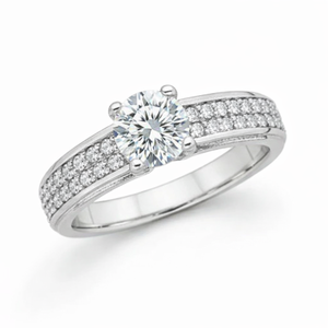 Bague Solitaire Romantique pour Femme en Zircon, Bande Large, Plaqué Rhodium, Argent Sterling 925, Idéale pour Fête, Fiançailles, Mariage, Cadeau - Product Image 1