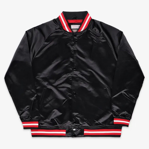 Chaquetas de satén Vintage de alta calidad para adultos Ropa de calle informal Cuello alto Tela de lona teñida Lisa Frente Precio al por mayor XS - Product Image 1