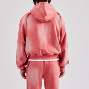 Ensemble sweat à capuche et pantalon en molleton délavé pour homme – Survêtement personnalisé respirant pour l'automne - Product Image 4