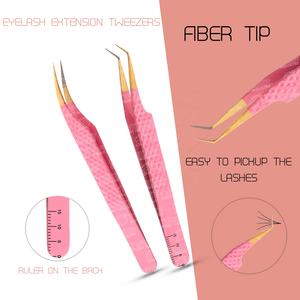 Ensemble de pinces à extensions de cils Haute précision Forte résistance au rebond Fabriqué à la main en acier inoxydable allemand Pinces à cils à 45 degrés - Product Image 4