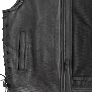 Chaqueta de Motociclista Clásica sin Mangas para Hombre, de Cuero Vacuno Genuino con Costuras Premium - Product Image 2