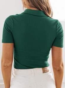 เสื้อยืดแขนสั้นสีพื้นผ้าโพลีเอสเตอร์ ปิดด้วยกระดุม  แบบเรียบง่าย สไตล์ลำลอง  รับสกรีนโลโก้ คุณภาพสูง เหมาะสำหรับใส่เล่นกีฬาในฤดูร้อน - Product Image 2