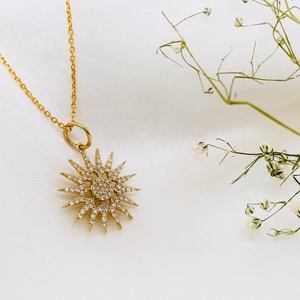 14k Sun Lab Grown Diamant Pendentif Or Massif Lab Grown Diamant Collier De Mariage Femmes Collier Pour Anniversaire Bijoux - Product Image 5
