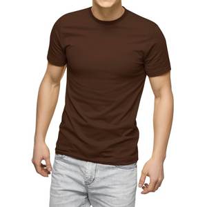 Camiseta de manga corta con cuello redondo para hombre Camiseta de algodón liso sólido Tamaño grande y alto disponible - Product Image 4