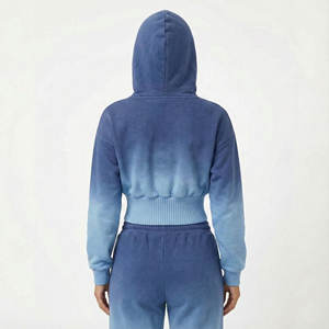 Sweat-shirt à capuche pour femme en coton lourd de haute qualité OEM, taille large côtelée, épaules tombantes, pull élégant pour femme - Product Image 3