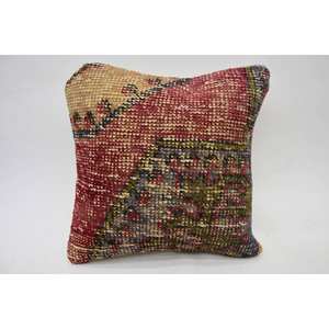 Multicolor Wool Kantha Patchwork 14x14 Inch Decorative Cushion Vintage Pattern Woven 14x14 Inch Throw <b>Pillow</b> - Product Image 1