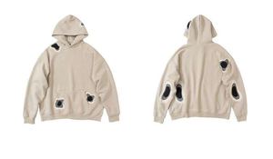 Sweat-shirts à capuche décontractés en coton mélangé pour hommes, style décontracté, coupe ample, sweat-shirts à capuche streetwear, sweat-shirts déchirés - Product Image 5