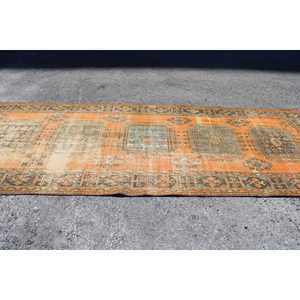 พรมขนาด 4.1x11.2 ฟุต, พรมตุรกี, พรมโมร็อกโกขนสัตว์สีส้มวินเทจ - Product Image 3