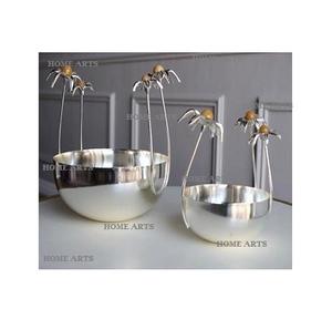 Bol décoratif en acier inoxydable martelé, couleur argent, taille personnalisée, bol à dessert pour servir les dattes, en vente - Product Image 2