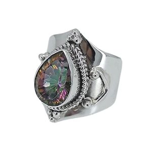 Bague artisanale en argent sterling 925 Mystic, style bohème, pierre de naissance de janvier, coupe poire, cadeau idéal pour son anniversaire ou son anniversaire de mariage - Product Image 1