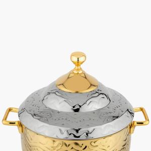 Cazuela de diseño dorada y plateada con mango elegante, olla caliente elegante para cocina moderna, comedor y uso decorativo de La India - Product Image 2