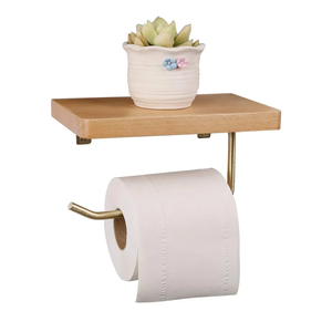 Bán chạy nhất chất lượng tốt Brass trang trí phụ kiện phòng tắm nhà vệ sinh bằng gỗ giấy cuộn chủ với khay gỗ từ Ấn Độ - Product Image 1