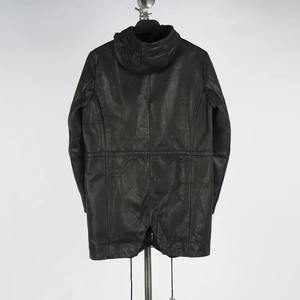 Mens Gothic Sheep Leather Canvas Waterproof Windproof Jacket Adjustable Waist <b>Genuine</b> Leather Biker Outwear - Product Image 2