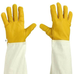 Guantes de apicultura de cuero de piel de cabra blanca de Venta caliente, lona de manga larga, protección, precio barato, OEM/ODM disponible - Product Image 6