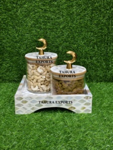 Fabricant de nouvelle résine nacre Ramadan récipient de table décoratif avec plateau pour table pot de stockage décoratif - Product Image 5