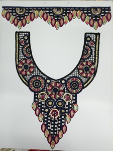 คอปกปักประกายพร้อมตาข่ายแวววาวทำจากผ้าทอสำหรับชุดอินเดีย - Product Image 5