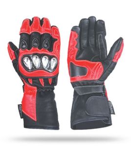 รถจักรยานยนต์ Cowhide หนังแข่งรถมอเตอร์ไซด์ถุงมือสีแดงคุณภาพดีสีแดง - Product Image 2