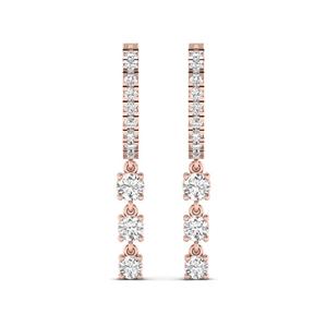 Boucles d'oreilles créoles en or blanc 10 carats avec diamants de laboratoire, bijoux tendance et modernes pour femmes, pour mariages et fêtes - Product Image 2