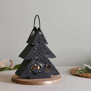 Portavelas Votivo de Metal con Forma de Árbol de Navidad Personalizado, Diseño de Antílope Calado, para Decoraciones Navideñas - Product Image 2