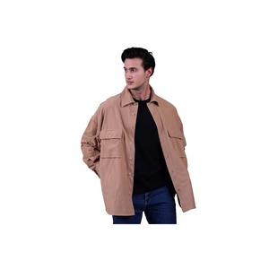 Camel Milk Coffee Suede <b>Shirt</b> for Plus Size Men Winter 4-Pocket Oversize with Simple Design Loose <b>Lumberjack</b> Style - Product Image 6