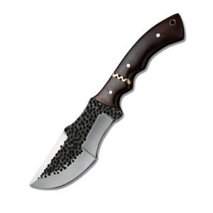 Cuchillo rastreador de acero al carbono hecho a mano con mango de madera y Funda de cuero para caza, cuchillos rastreadores para acampar al aire libre - Product Image 1