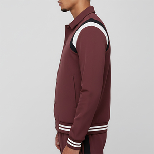 Veste de baseball pour hommes, style hip-hop, sur mesure OEM/ODM, avec panneaux aux manches, en coton et laine, tendance - Product Image 6