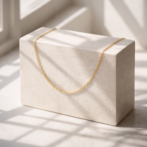 Delicado Collar de Cadena de Eslabones Ovalados Minimalistas de Plata de Ley 925 Chapado en Oro para Regalo - Product Image 1