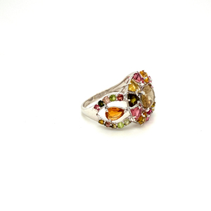 Précieux Multi Tourmaline Citrine Pierre Précieuse À La Main En Argent Sterling Plaqué Or Fantaisie Minimaliste Fête De Mariage Bague De Fiançailles - Product Image 2