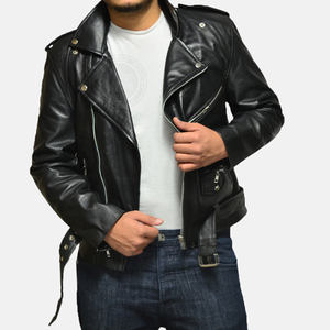 Veste de moto unisexe en cuir véritable avec col montant et logo frontal - Couleurs et motifs personnalisables pour l'hiver - Product Image 3