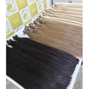 100% Remy Naturel Piano blond brun Vietnamien Extensions de Cheveux Os Brut Droit Frontal et Bundle En Gros Du Vietnam - Product Image 2