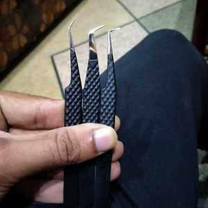 Meilleure vente de pince à cils noir mat ensemble de couleurs volume à 90 degrés solide en acier inoxydable logo personnalisé pince à épiler d'extension de cils - Product Image 2