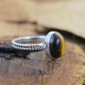 925 argent Sterling oeil de tigre pierres précieuses bague bijoux à la main en argent Boho Style bague bijoux pour femmes cadeau de mariage pour femme - Product Image 4