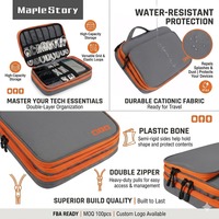 Sac de rangement numérique portable prêt à être expédié, organisateur de voyage double couche pour appareils électroniques, faible MOQ, logo personnalisé, pochette pour câbles