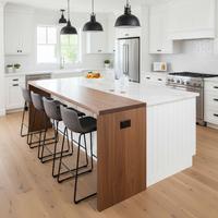Ensemble d'armoires de cuisine KEJIA de style shaker classique moderne avec grand îlot central pour projets de rénovation résidentielle complète