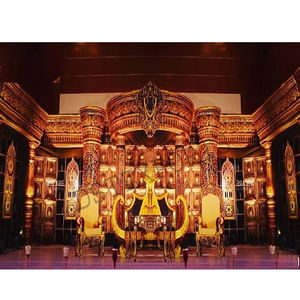 Estilo Vintage Haveli Wedding Stage Setup Rajwada Fiber Haveli Wedding Stage Antique Gold Themed Wedding Stage - Product Image 1