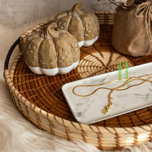 Contenedor de comida redondo de ratán, bandeja de servicio brillante moderna sostenible, decoración de mesa, decoración del hogar, mimbre hecho a mano, Vietnam - Product Image 5