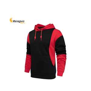 Automne hiver hommes mode vêtements d'extérieur à capuche chaud Streetwear sweat avec motif solide imprimé Patchwork et polaire ample - Product Image 1