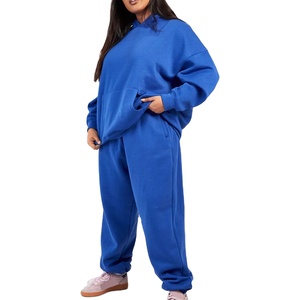 Personnalisé plaine femmes survêtements survêtement deux pièces ensemble surdimensionné décontracté à manches longues pantalons de survêtement 100% coton survêtements femme 2026 - Product Image 1