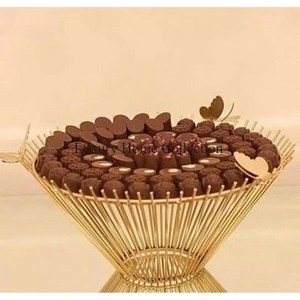 Aluminum Cast Metal and Glass Gold Plated <b>Large</b> Round Shape Luxury Designer Sweets and Chocolates <b>Serving</b> <b>Bowl</b> - Product Image 3