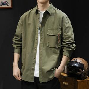 Veste d'hiver doublée de laine en flanelle à carreaux pour hommes avec bouton Veste à capuche à manches longues Manteau pull pour hommes Veste de style moto - Product Image 1