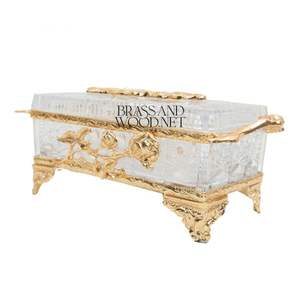 Boîte à mouchoirs rose dorée en laiton massif fait à la main - Product Image 4