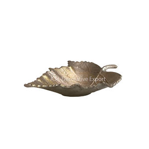 Bols de service pour hôtels, plateau de feuilles en aluminium de couleur or et antique pour fruits secs et noix - Product Image 5