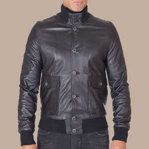 Chaqueta de cuero genuino para hombre, transpirable, a prueba de viento, impermeable, cómoda, con cremallera, cuello levantado, estilo de motorista, ropa de invierno informal - Product Image 2