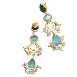 Pendientes de Latón Natural, Hechos a Mano, con Piedras Semipreciosas, Chapados en Oro de Alto Pulido, Diseño Boho Chic, Listos para Enviar al por Mayor - Product Image 5