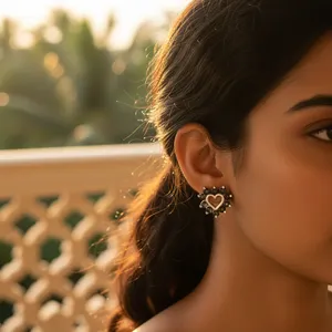 Women's Trendy <b>Silver</b> Sapphire Heart <b>Stud</b> Earrings Rhodium Plated Zircon Pearl Diamond for Parties Religious Copper Brass - Product Image 2