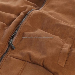 2026 OEM Top Selling Brown Faux <b>Suede</b> Men's 100% High Quality Winter Windproof Stand Plain Dyed Low MOQ Low Price Bomber <b>Jacket</b> - Product Image 4