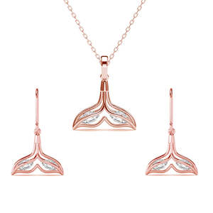 Conjunto de Joyería Fina con Diseño de Cola de Ballena Plateada, con Circonitas y Perlas de Agua Dulce, Chapado en Oro, Ideal para Novias y Fiestas - Product Image 1
