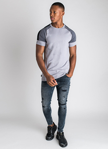 Ourlet incurvé col rond haute qualité hommes Muscle Slim Fit t-shirt manches logo personnalisé T-shirts vierges pour hommes 100% coton - Product Image 6