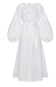 Robe Kimono à manches longues avec col en v et broderie - Product Image 4