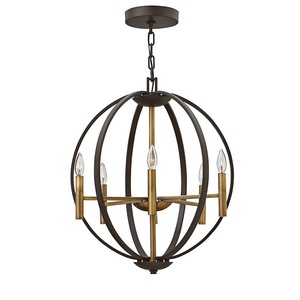 Pendentif suspendu en métal à cage ronde en laiton AK avec 6 lumières en noir et laiton fini antique pour décoration intérieure d'hôtel et de maison - Product Image 1